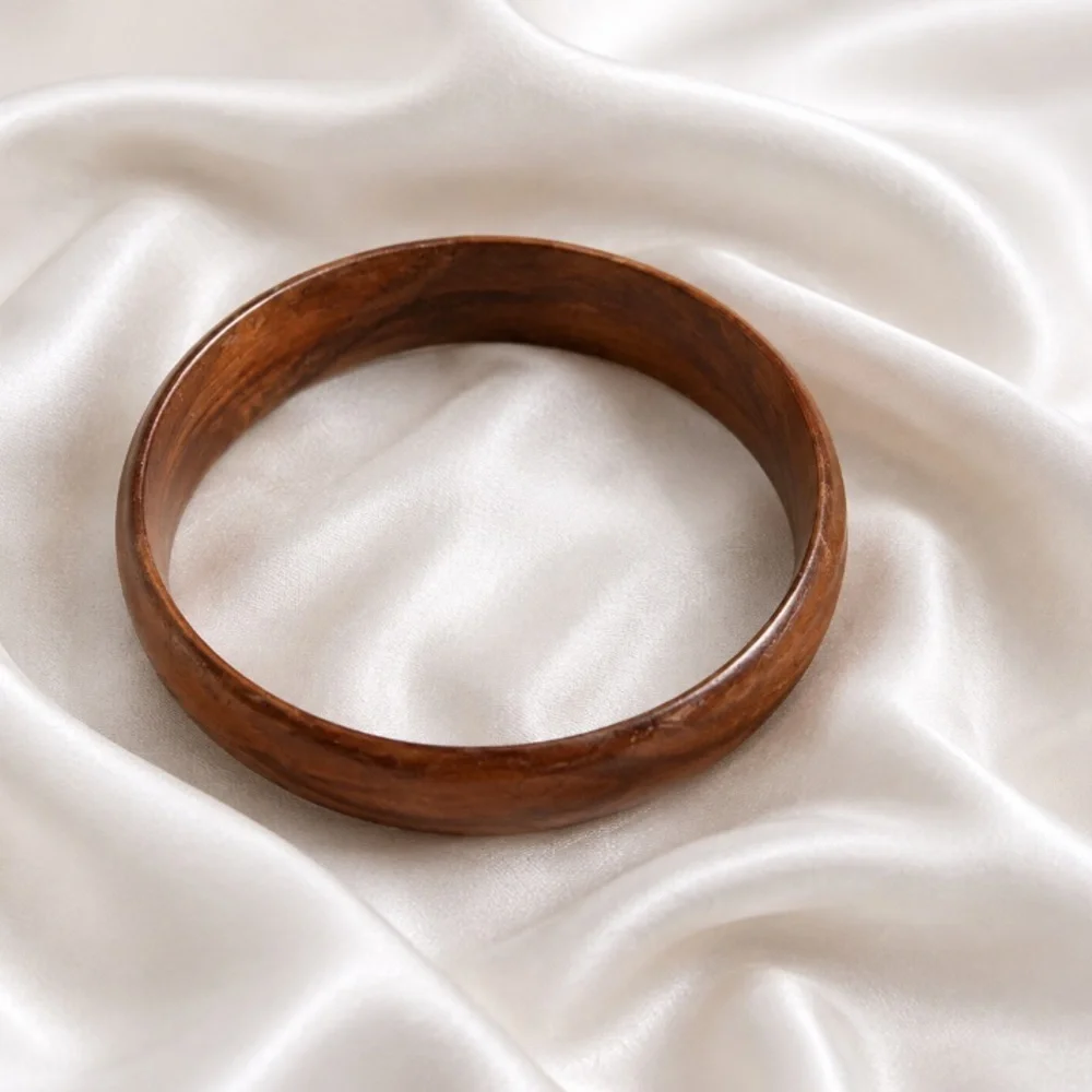 Classic Polished Brown Wooden Bangle Bracelet